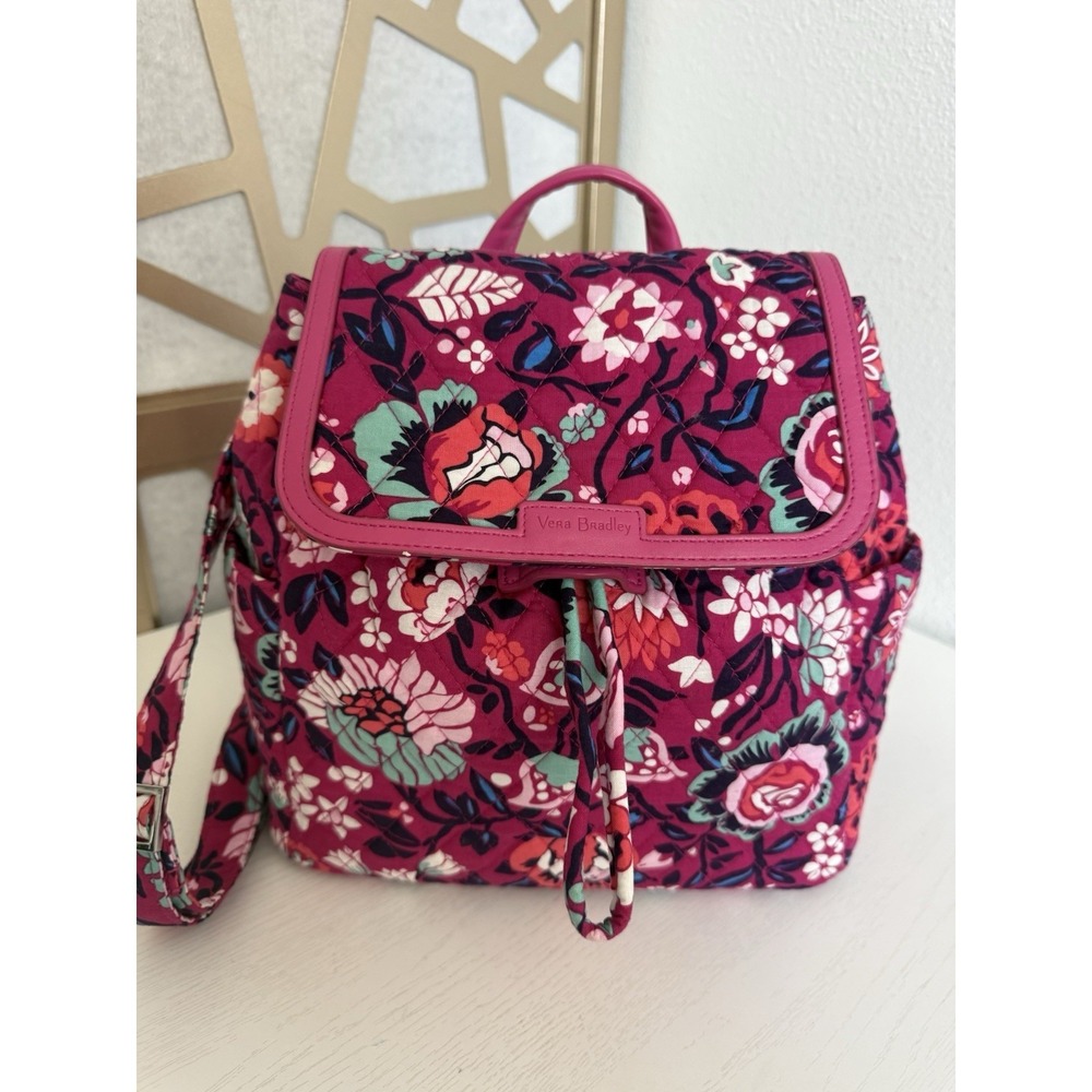 NWT Vera Bradley Bloom Berry Quilted Floral Convertible Backpack‎ Shoulder Bag